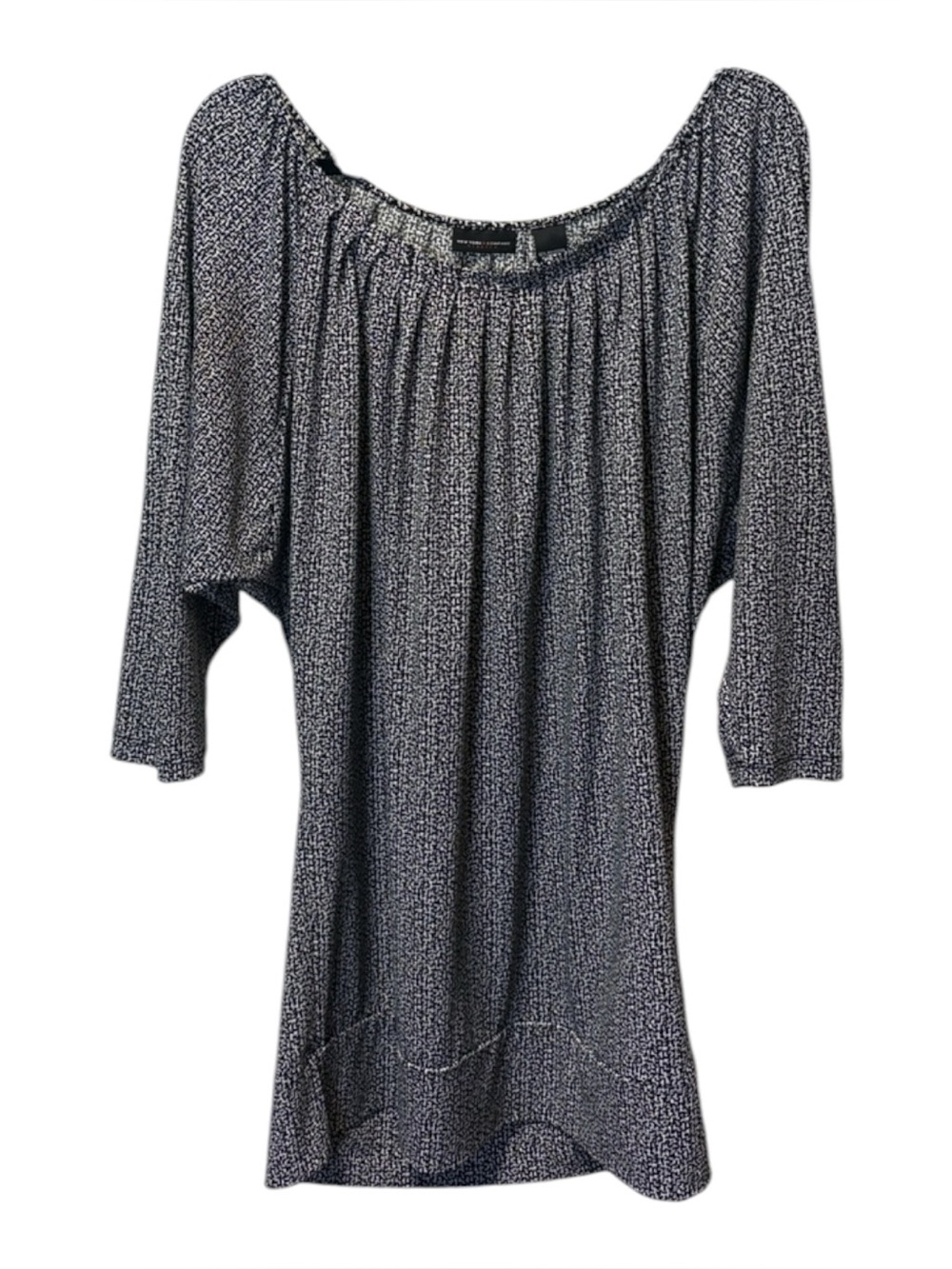 New York & Company Black and Cream Scoop-Neck Tunic
